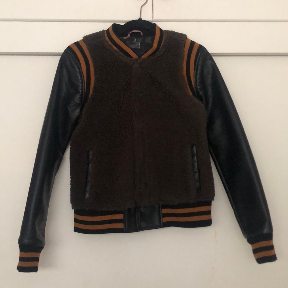 NWT MOTHER Olive Green Letterman Jacket
